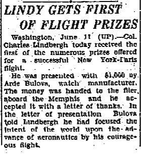Lindy gets first of flight prizes