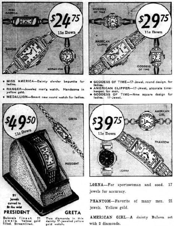 1936 Bulova watches