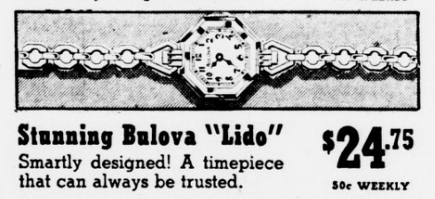 1939 Bulova Lido watch advert
