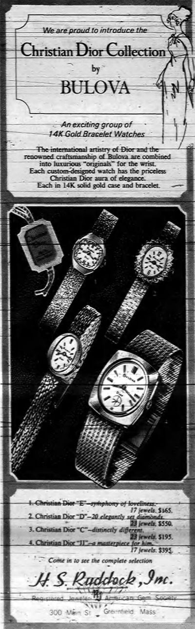 1969 Bulova Christian Dior Watch Collection
