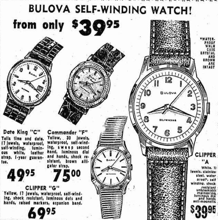1966 Buliova advert, Date King, Commander, Clipper,