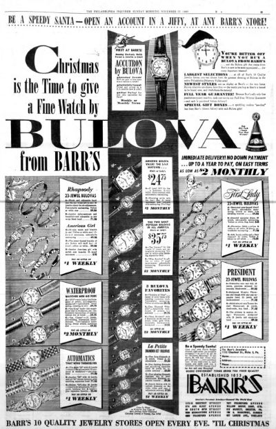 1960 Philadelphia PA Inquirer Bulova watch advert