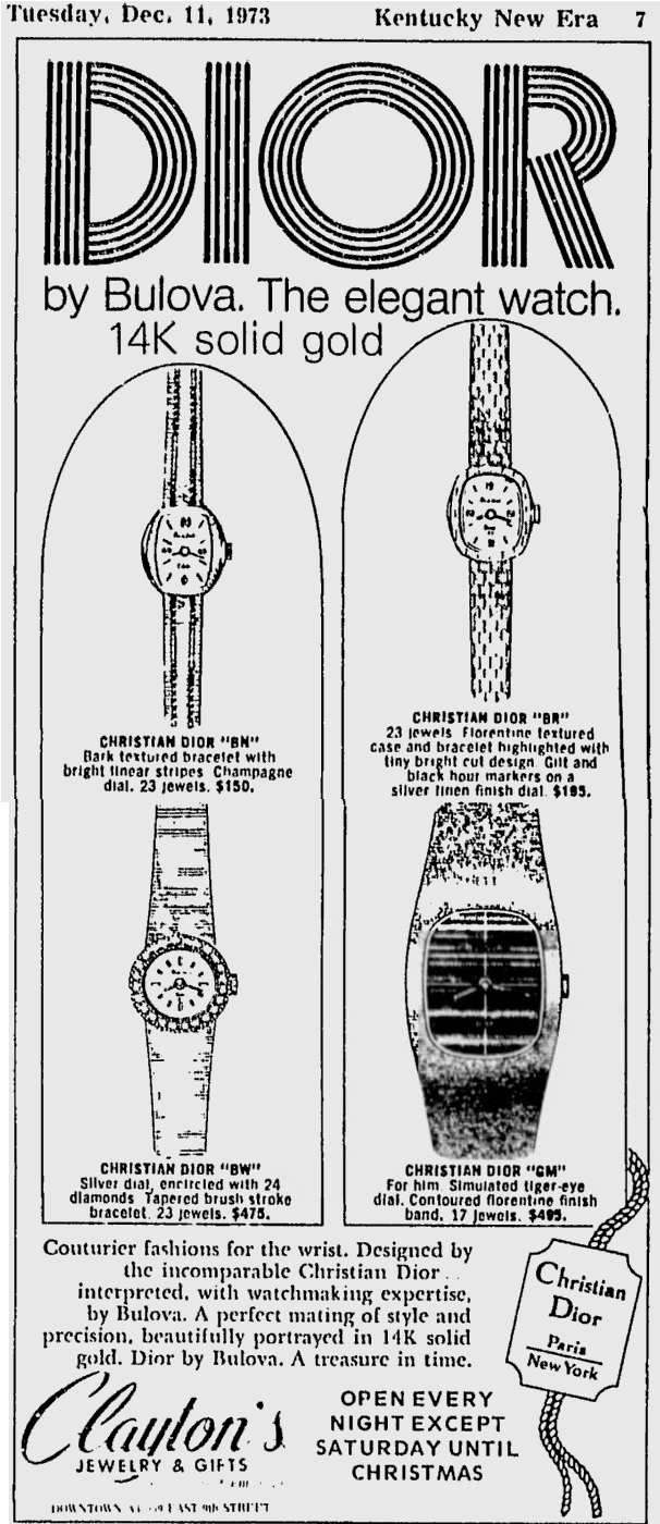 1973 Bulova Dior 14K watch