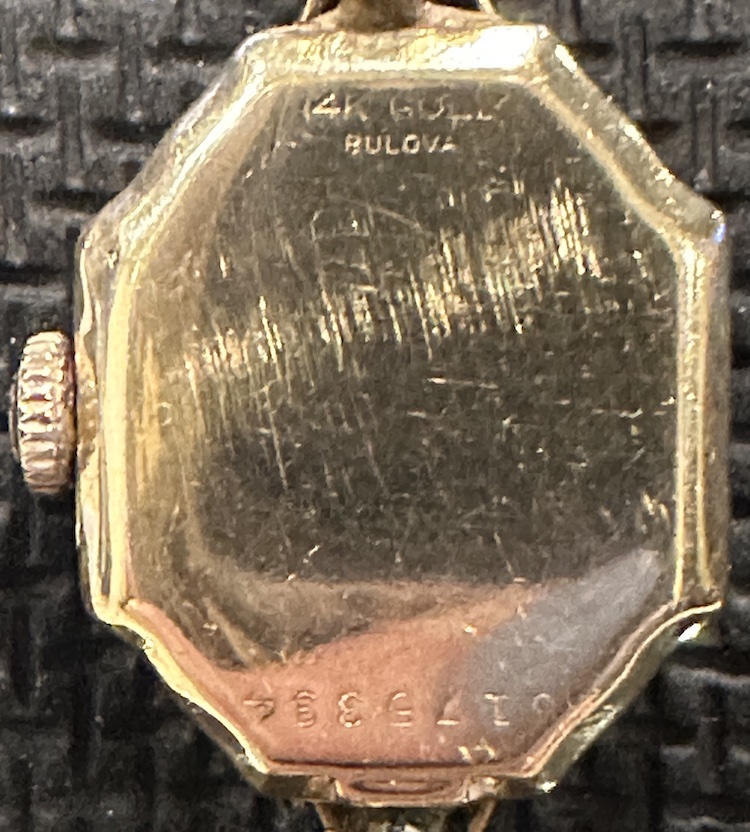 Back of watch showing Bulova and Gold 2.1.2023