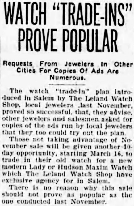 1923 Bulova Trade in your old watch foe a new one