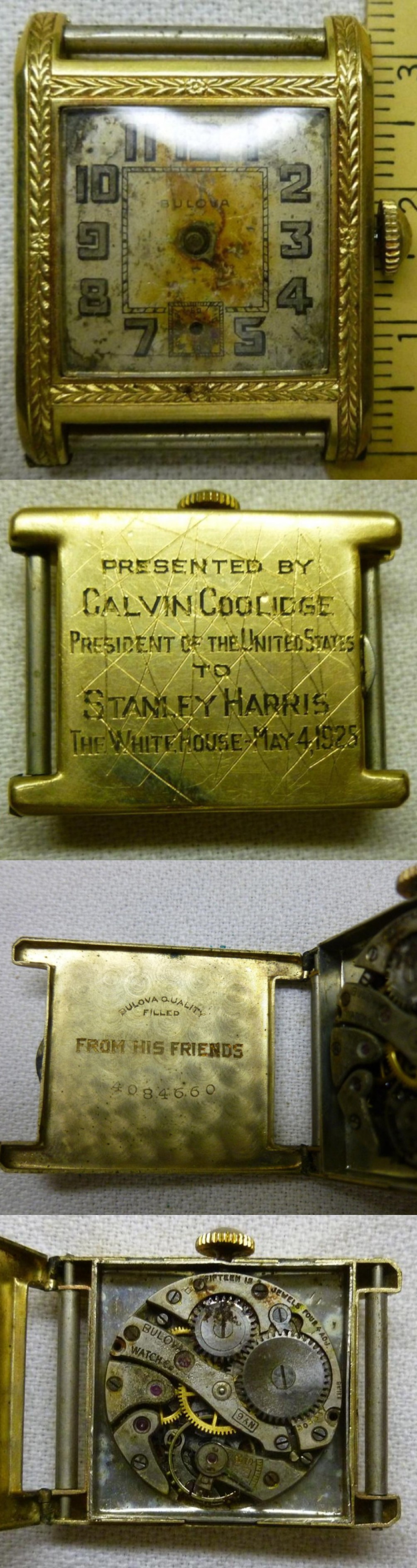 1925 Bulova Executive watch - Stanley Harris / President Coolidge