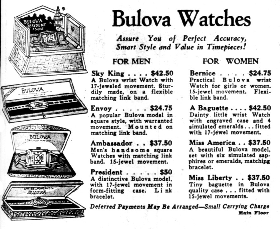 1932 Bulova President, Miss American, Envoy