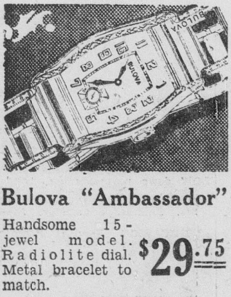 1932 Bulova Ambassador watch adveert
