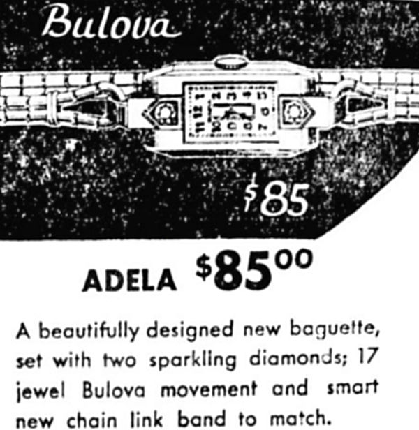 1934 Bulova Adela watch 2 diamonds
