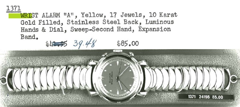 1956 Bulova Wrist Alarm "A"