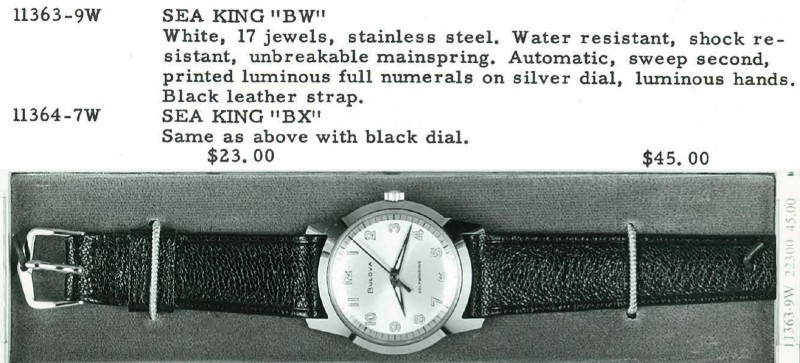 1960 Bulova Sea King "BW" & "BX"