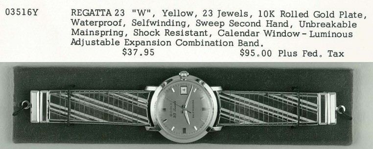1964 Bulova Regatta 23 "W" watch 