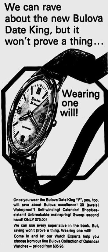 1967 Bulova watch advert - Date King
