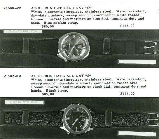 1969 Bulova Accutron Date and Day "Q" vs "S"
