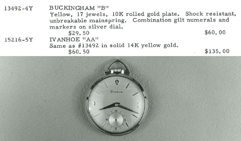 1969 Bulova Buckingham "B" pocket watch