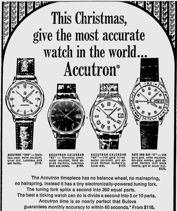 1969 Bulova Accutron newspaper advert.