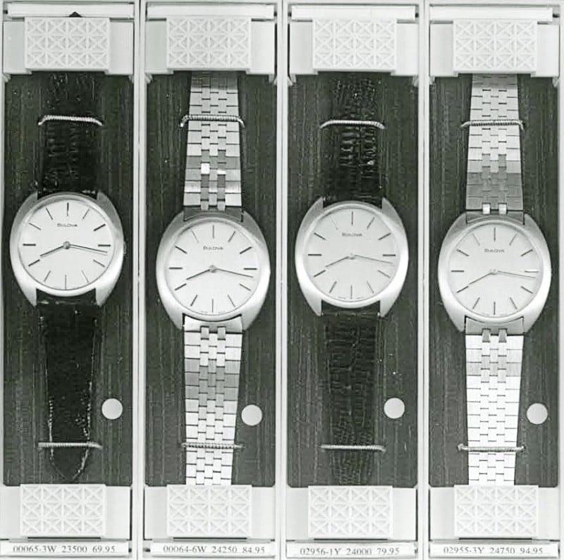 1977 Unknown white and yellow versions of a Bulova watch