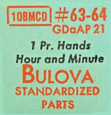 Bulova 10BMCD Hour and Minutes hands