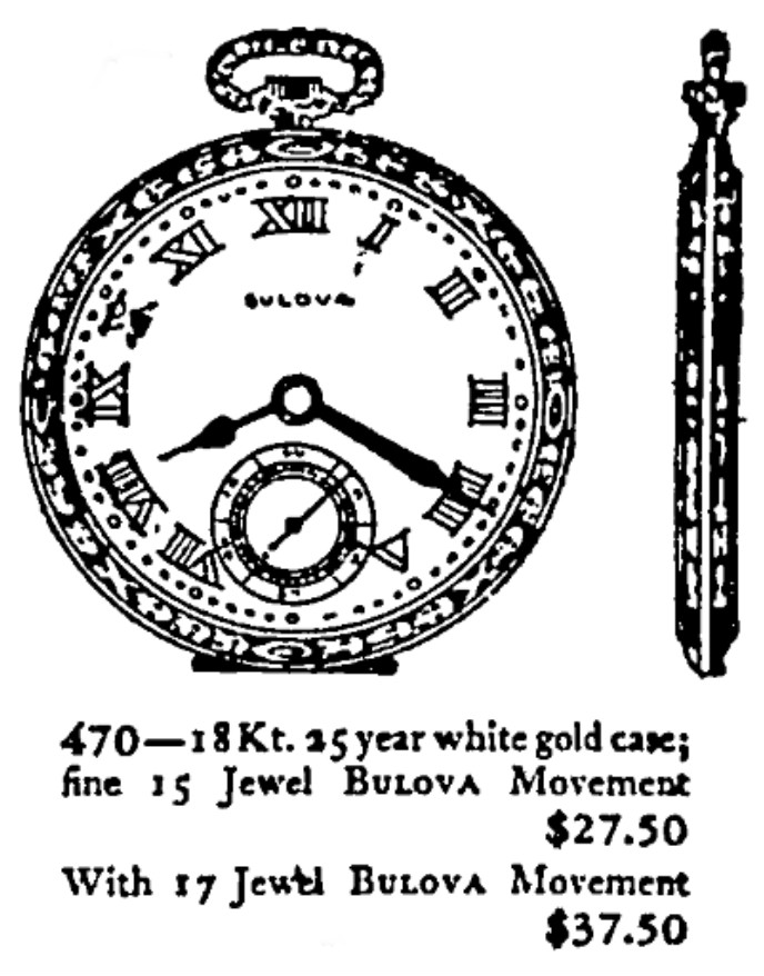 December 22, 1923 Bulova pocket watch - Model 470