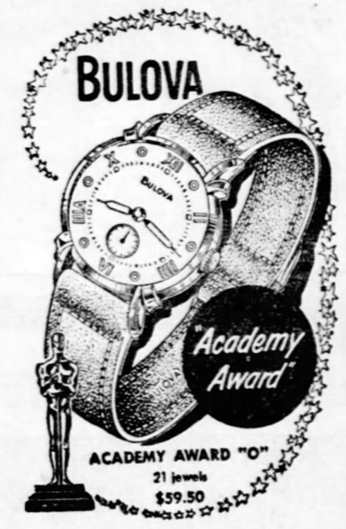 1950 Bulova Academy Award "O" watch