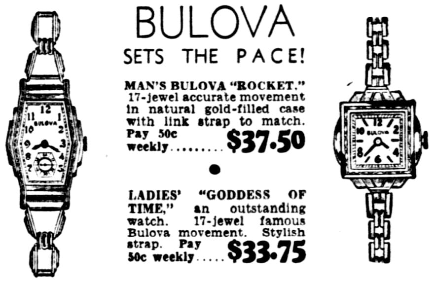 1937 Bulova Rocket and Goddess of Time