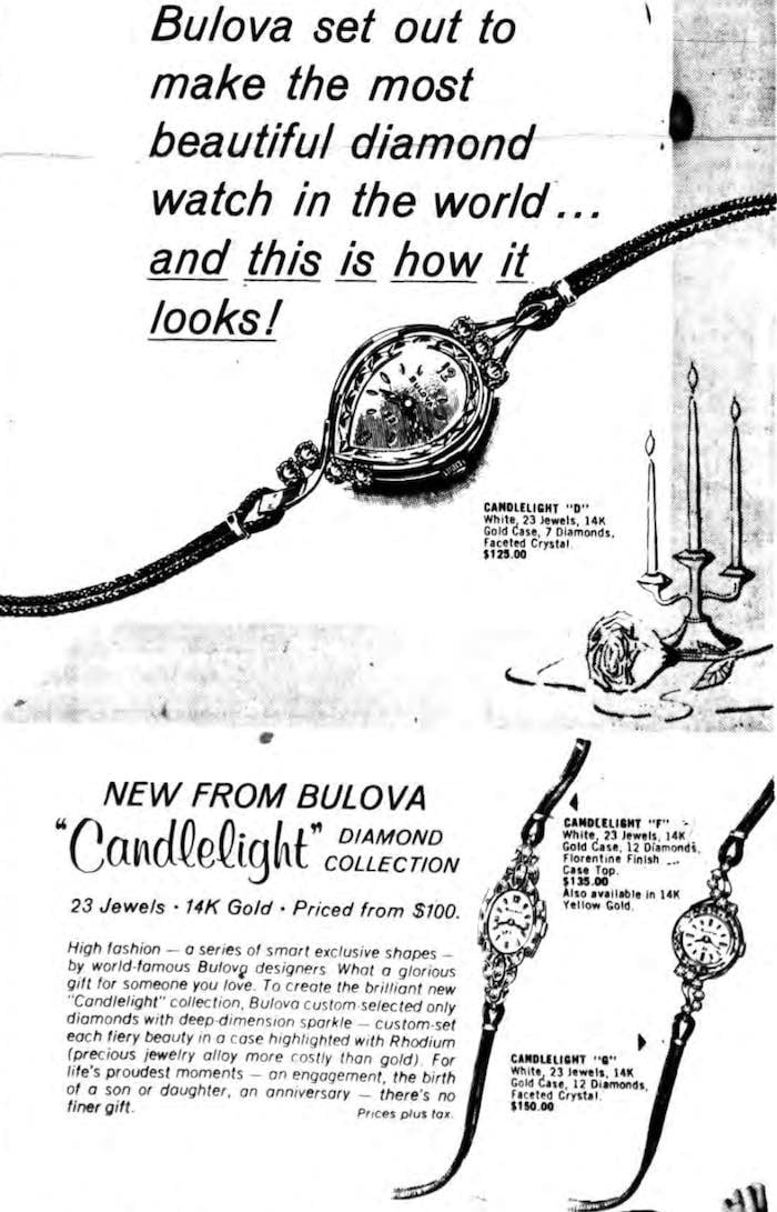1966 Bulova Candlelight watch advert