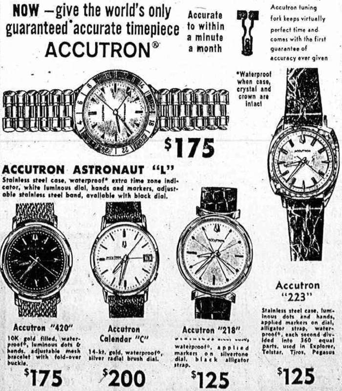 1966 Bulova advert, Accutron, Astronaut watches