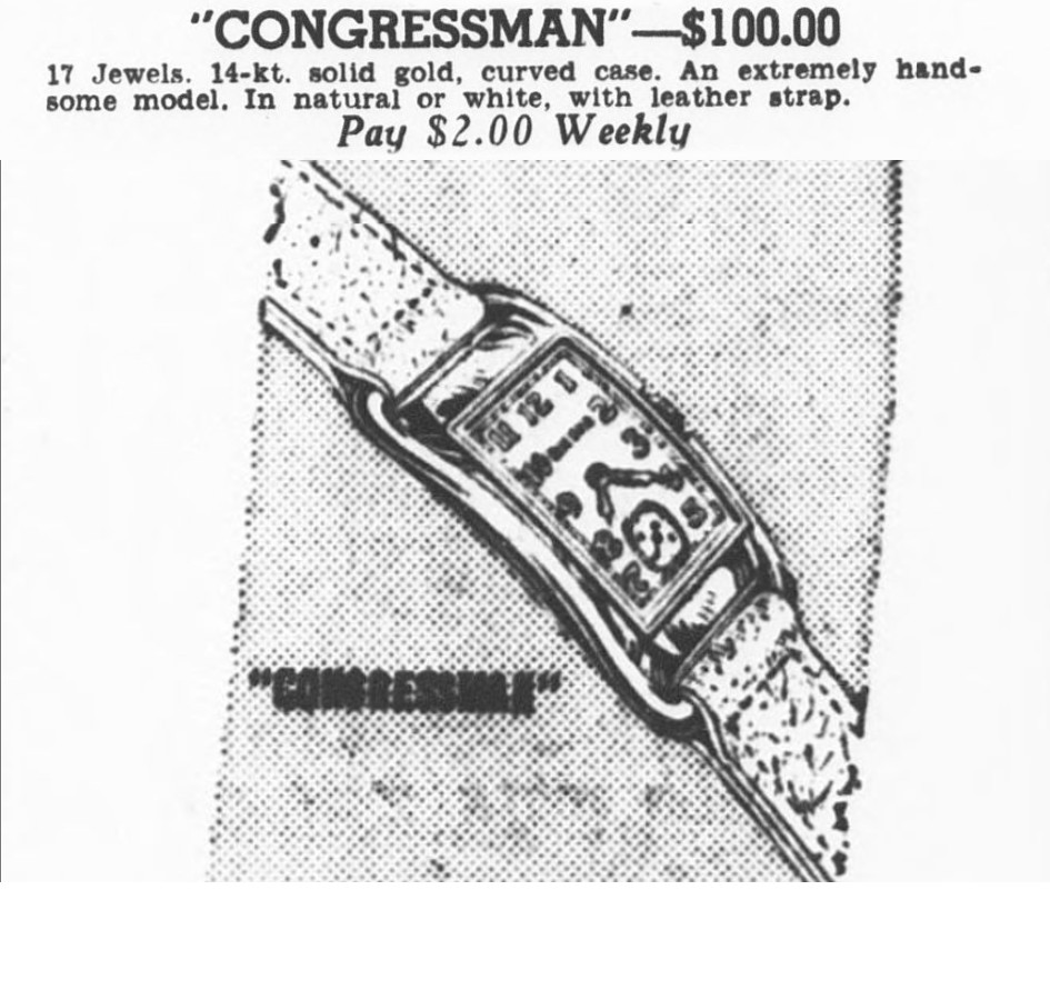 The Washington Times May-13-1938 Congressman Bulova Watch