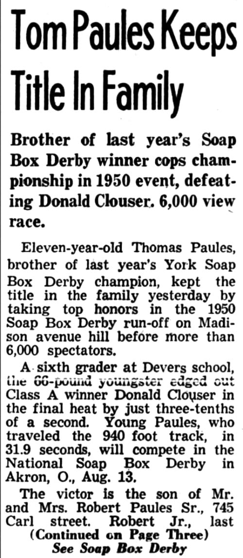 1950 Bulova Watch - Soap Box Derby - Tom Paules keeps it in the family