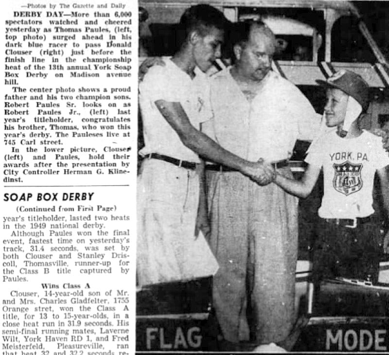 Bulova Watch - July 19 1950 - Three Soapbox Racer Craftsmen Cited newspaper article
