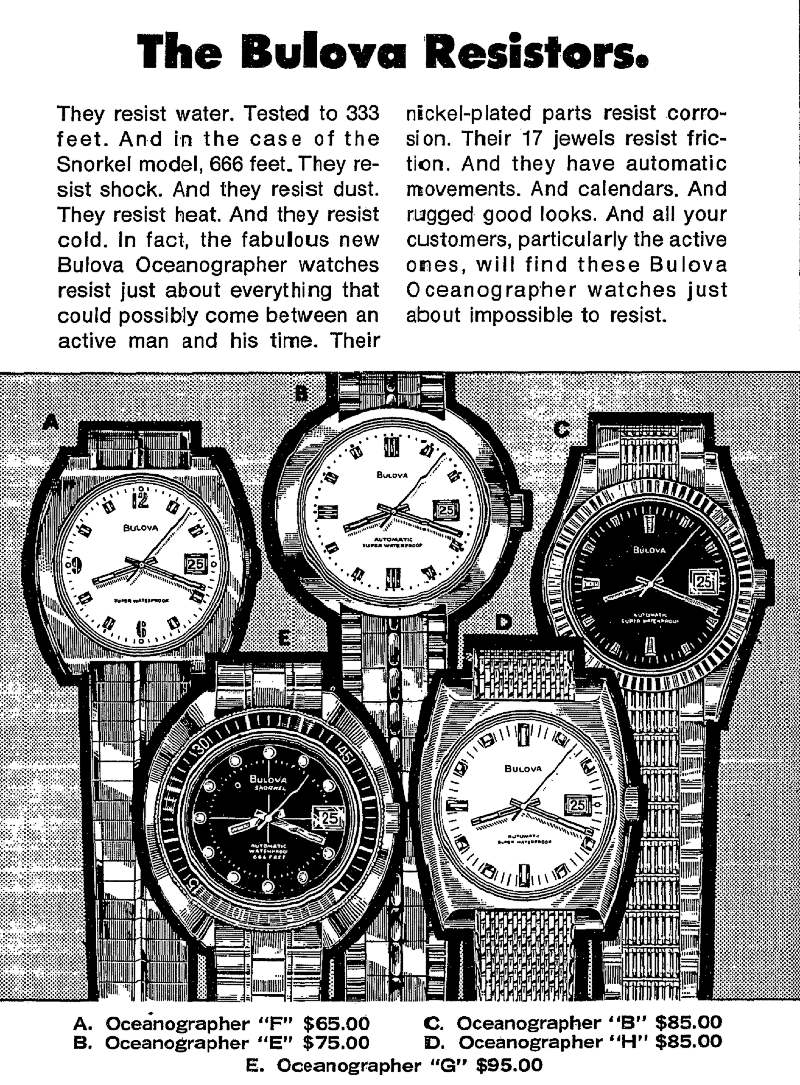 1969 Bulova Oceanographer watch series