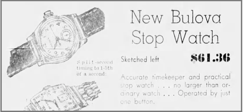 1942 Bulova Stop Watch Ad