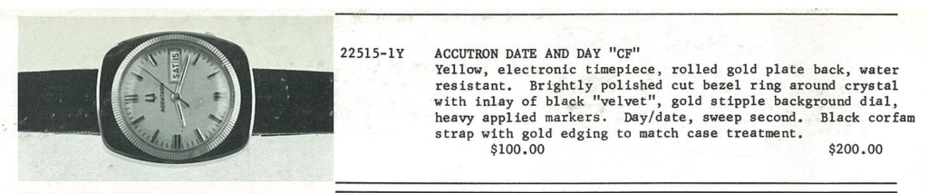 1972 Bulova Accutron Date & Day "CF"