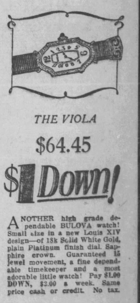 1923 Bulova Viola ad