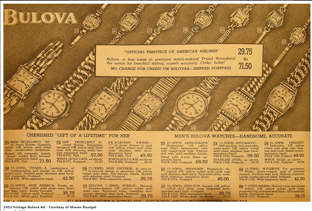 1952 Bulova advertisement