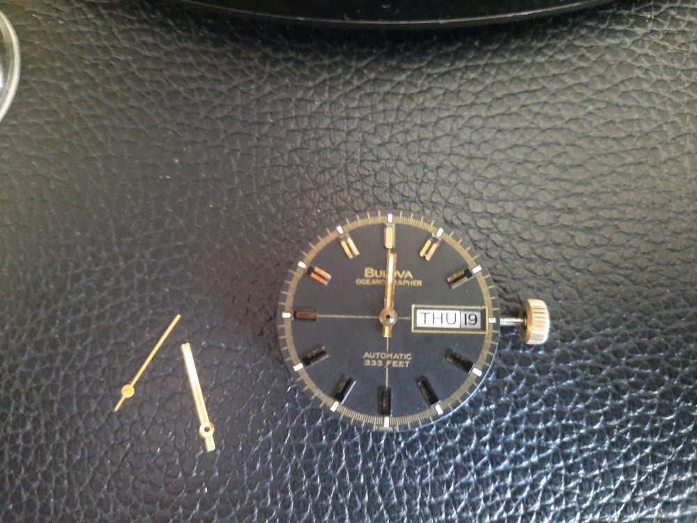 Bulova watch dial and hands. 