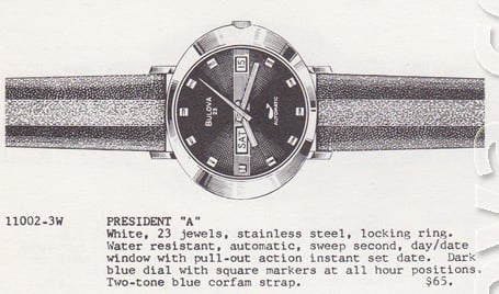 1972 Bulova President "A" watch
