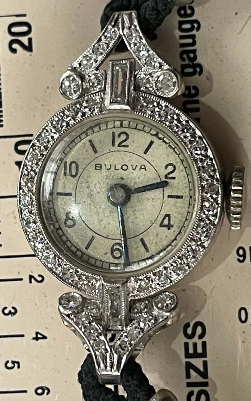 1936 Bulova Platinum and Diamond watch 