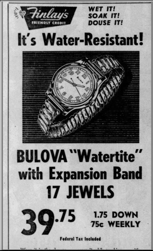 1950 Bulova Watertite ad