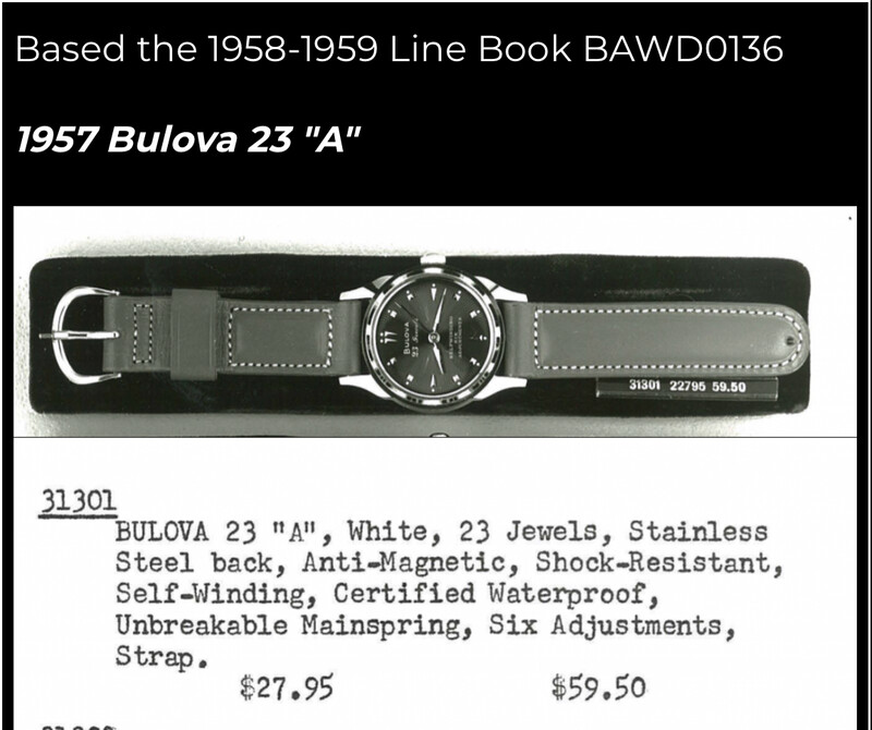 1957 Bulova 23 “A” linebook