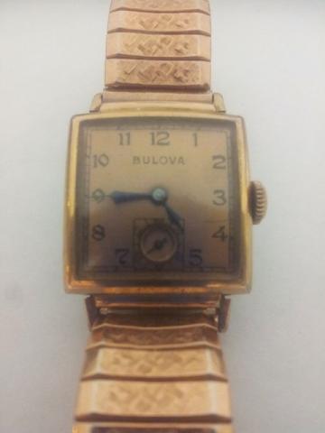 1942 Bulova square 14K Rolled Gold (Rose) subsecond 10AK 21J 2162385