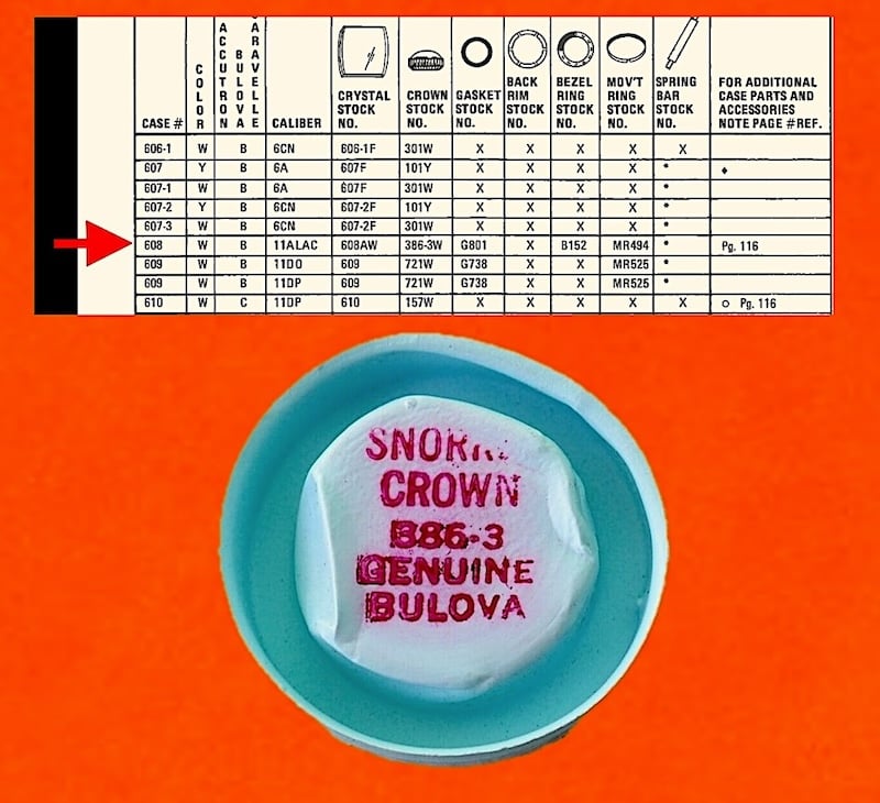 1967 BULOVA SNORKEL J Crown ref# 386-3