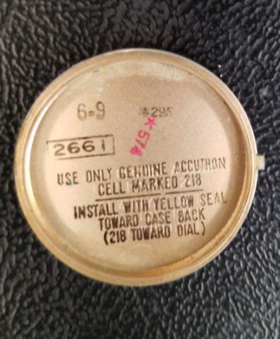 1969 Bulova Accutron Watch Inside Case