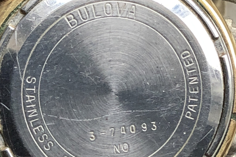Back shot of a Bulova Accutron Date watch 1970