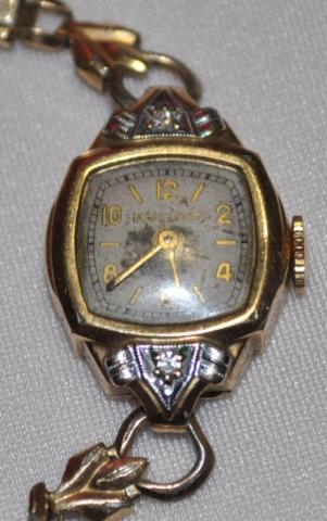 1930 or 1940 Bulova watch with two diamonds 7-25-12
