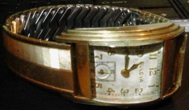 1938? Bulova Rite Angle running watch, movement unknown, engraving on case back